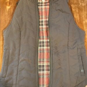 Grey Vest with Checkered Lining